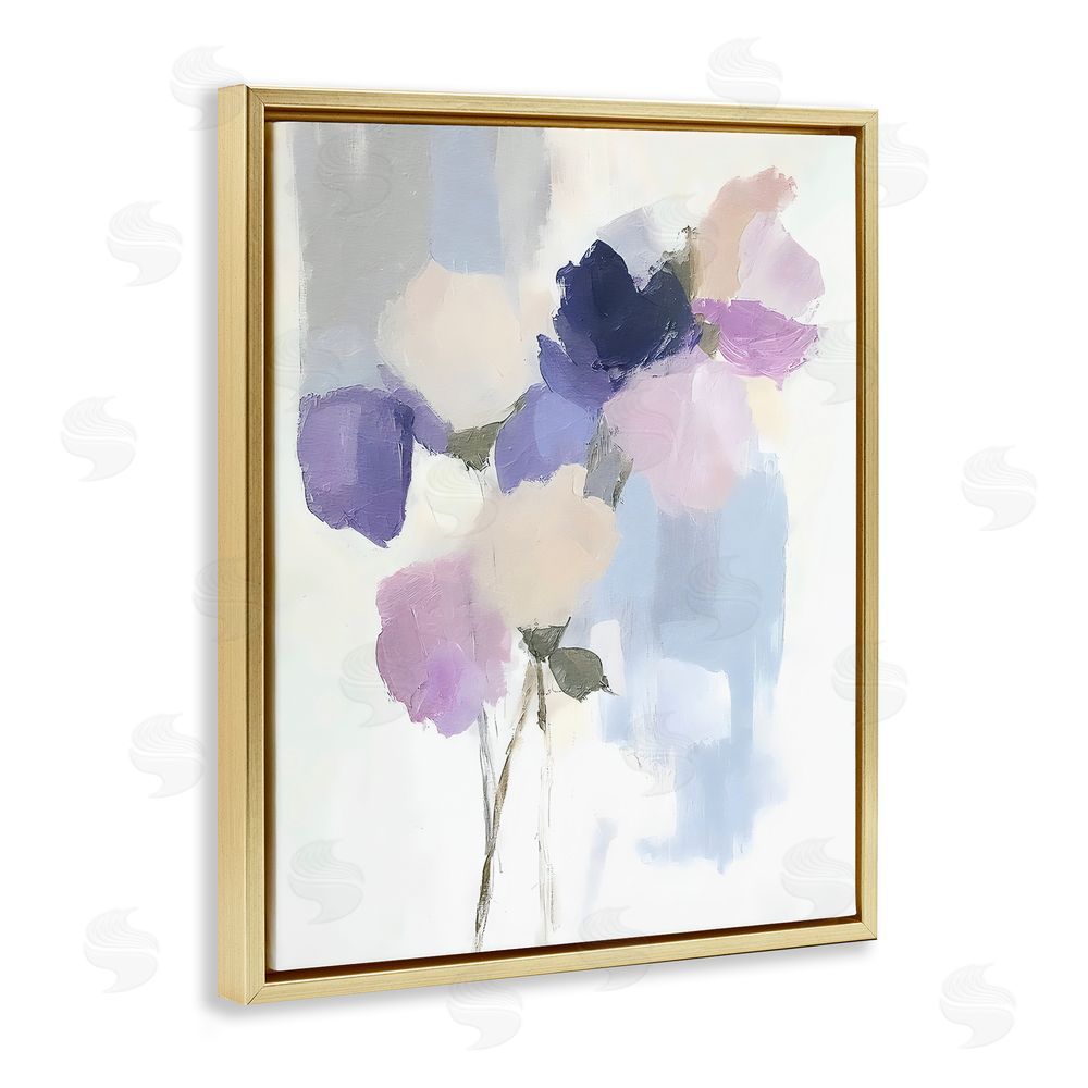 Riley B Lavender Haze Abstract Florals Gold Floating Frame Canvas Wall Art Print