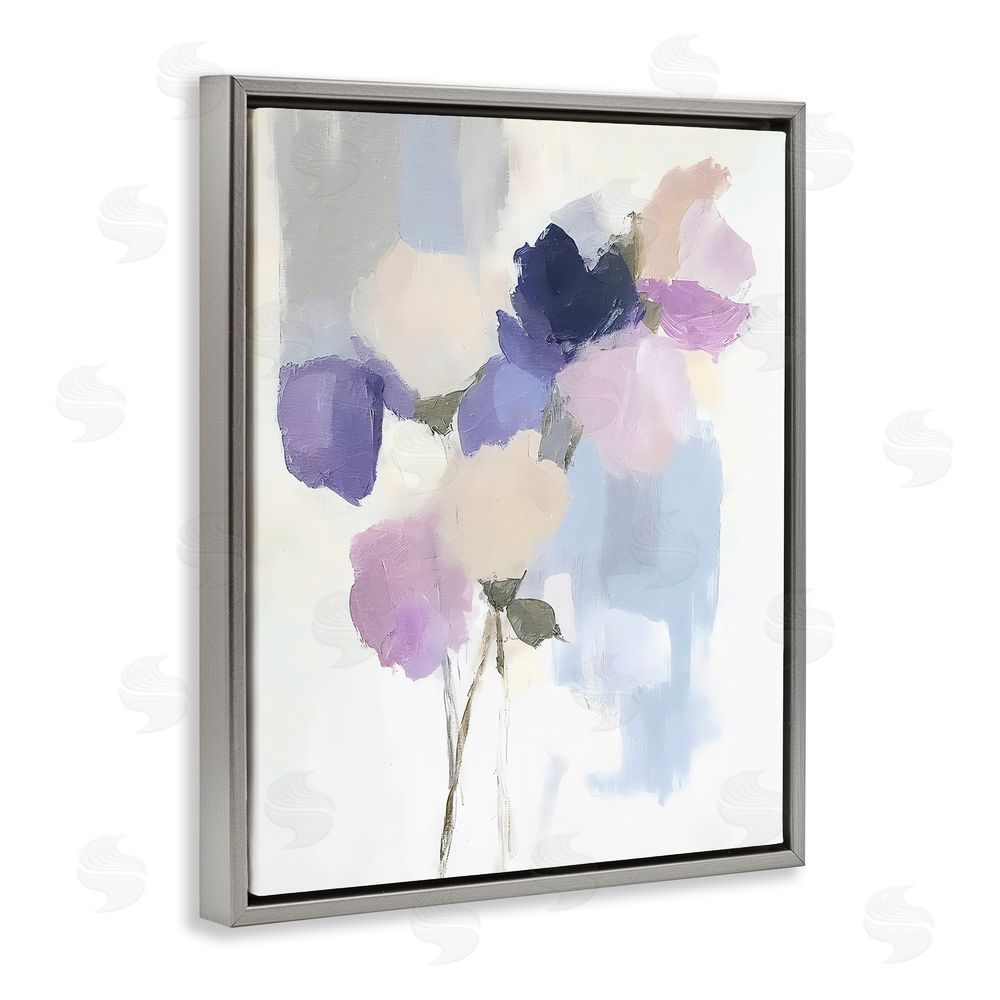 Riley B Lavender Haze Abstract Florals Gray Floating Frame Canvas Wall Art Print
