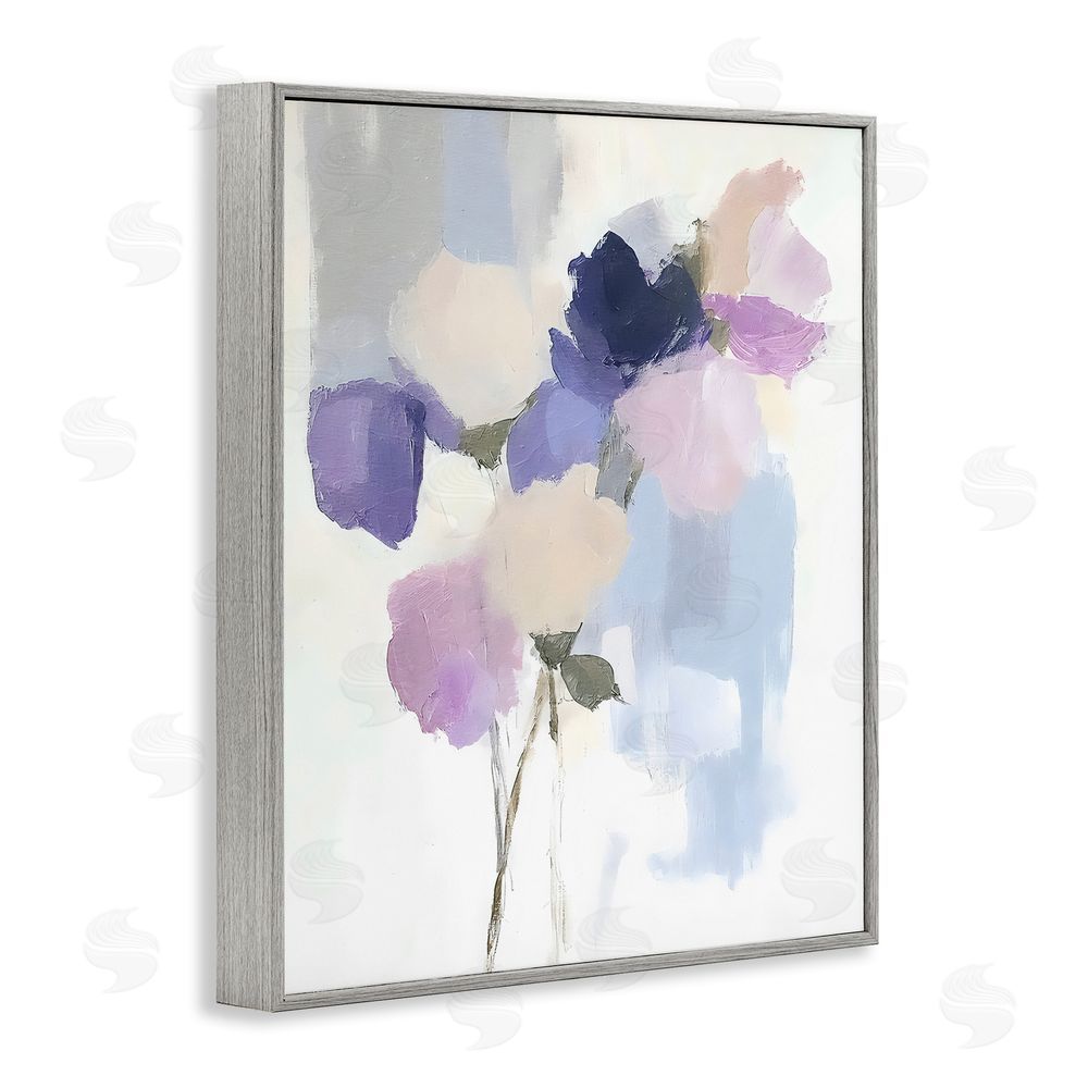 Riley B Lavender Haze Abstract Florals Gray Framed Giclee Wall Art Print
