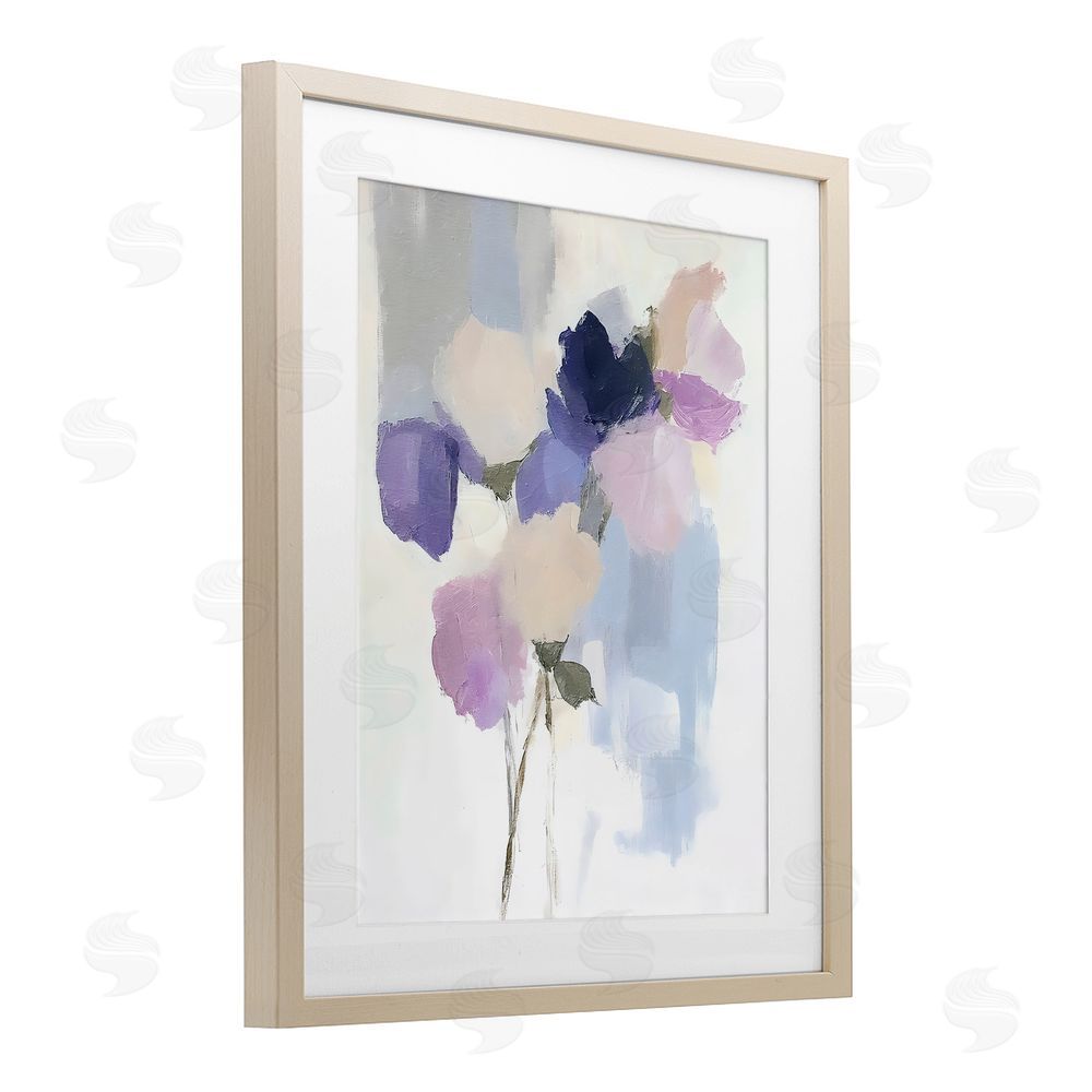 Riley B Lavender Haze Abstract Florals Birch Framed Print Under Glass with White Mat Wall Art