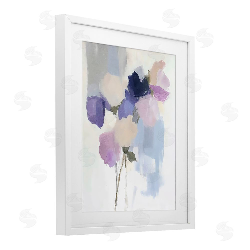 Riley B Lavender Haze Abstract Florals White Framed Print Under Glass with Mat Wall Art