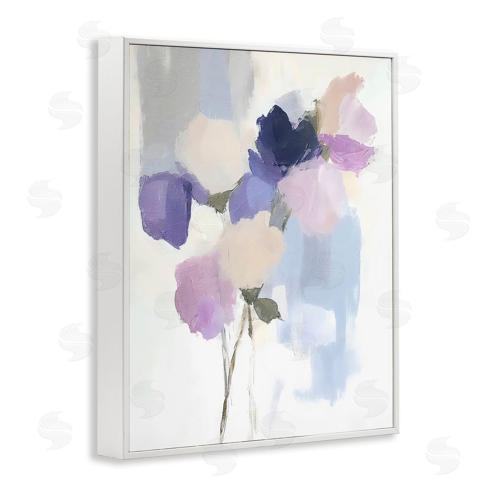 Riley B Lavender Haze Abstract Florals White Framed Giclee Wall Art Print