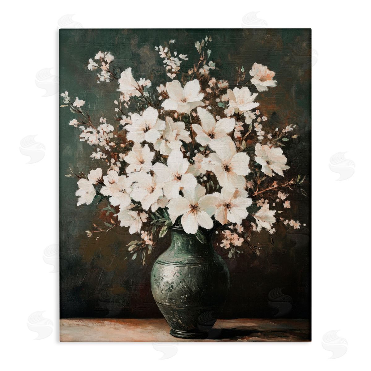 Petal Prints Design Traditional Elegant White Bouquet Canvas Wall Art Print