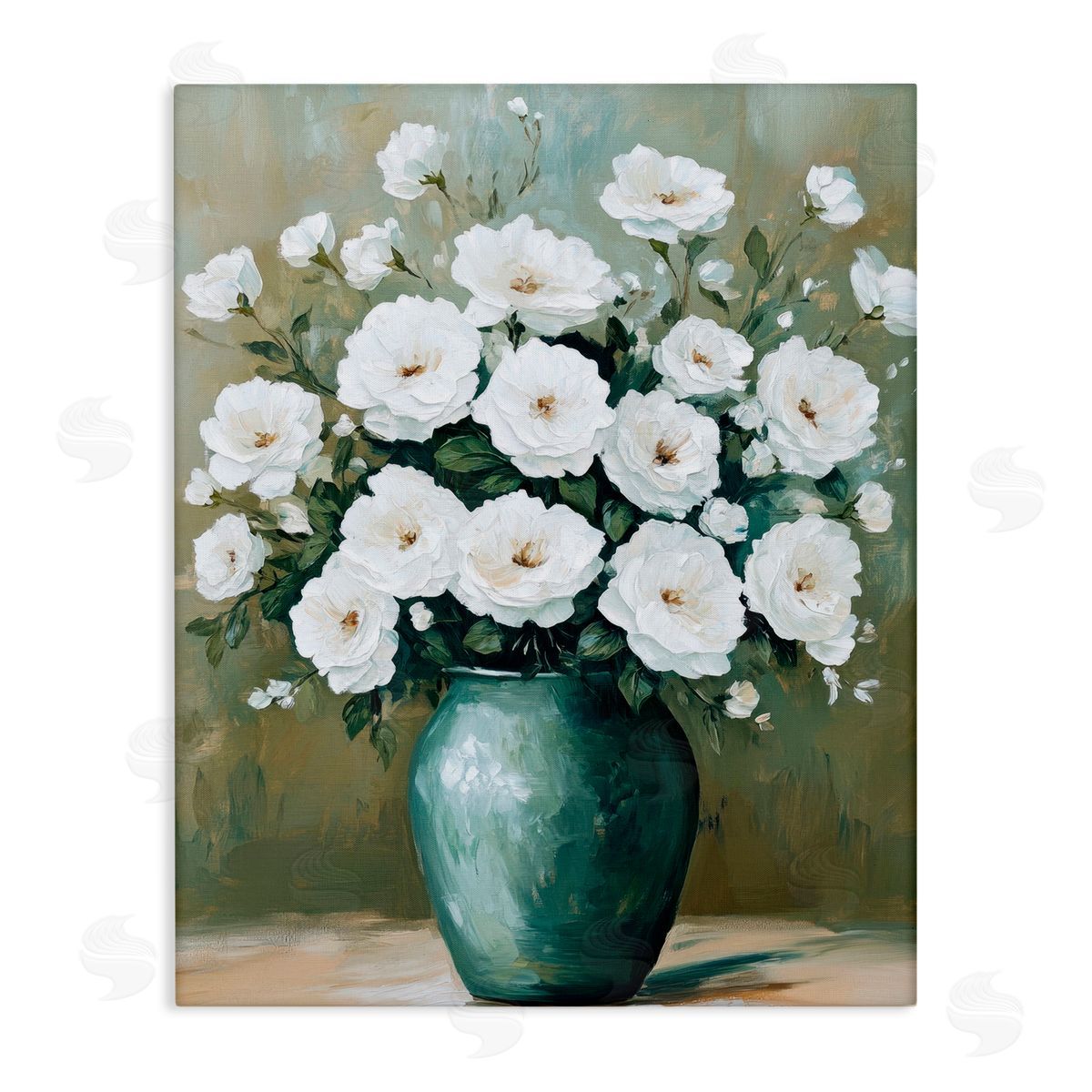 Petal Prints Design Ivory Bouquet Flower Blossoms Canvas Wall Art Print