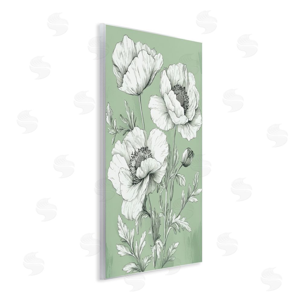 Petal Prints Design Classic Green Poppy Floral Wall Plaque Art Print