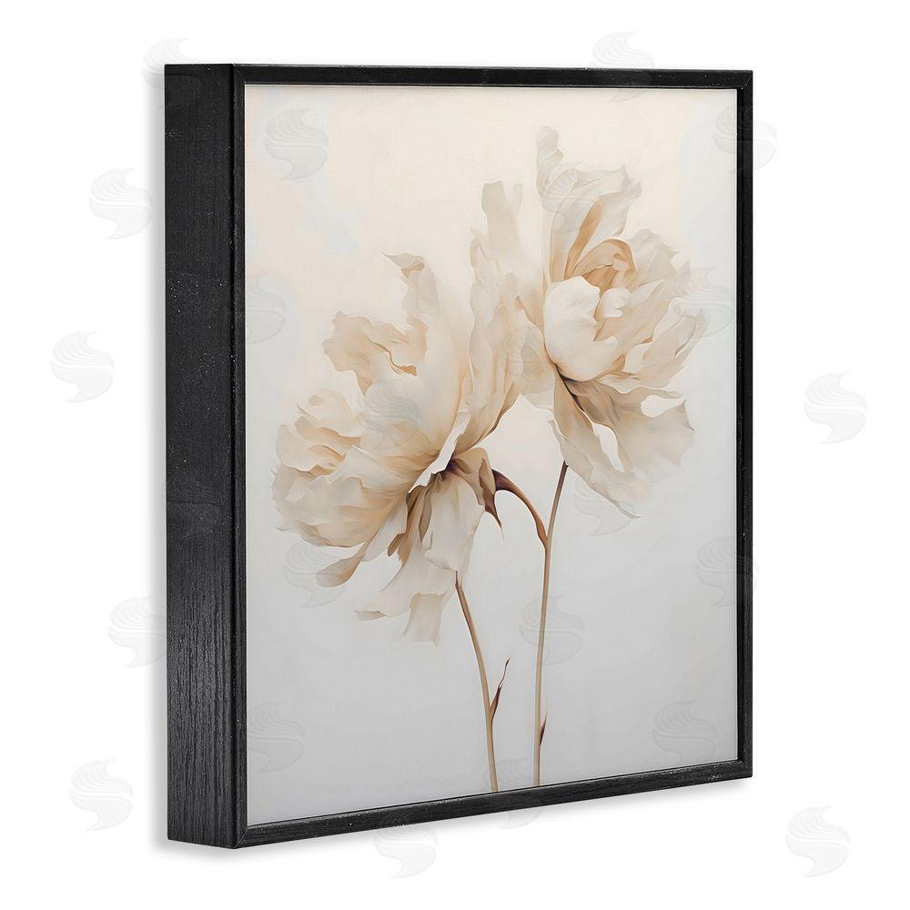 Creative Studio Soft Blooming White Peonies Black Framed Giclee Wall Art Print