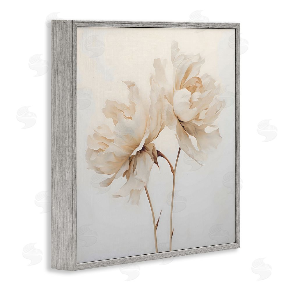 Creative Studio Soft Blooming White Peonies Gray Framed Giclee Wall Art Print