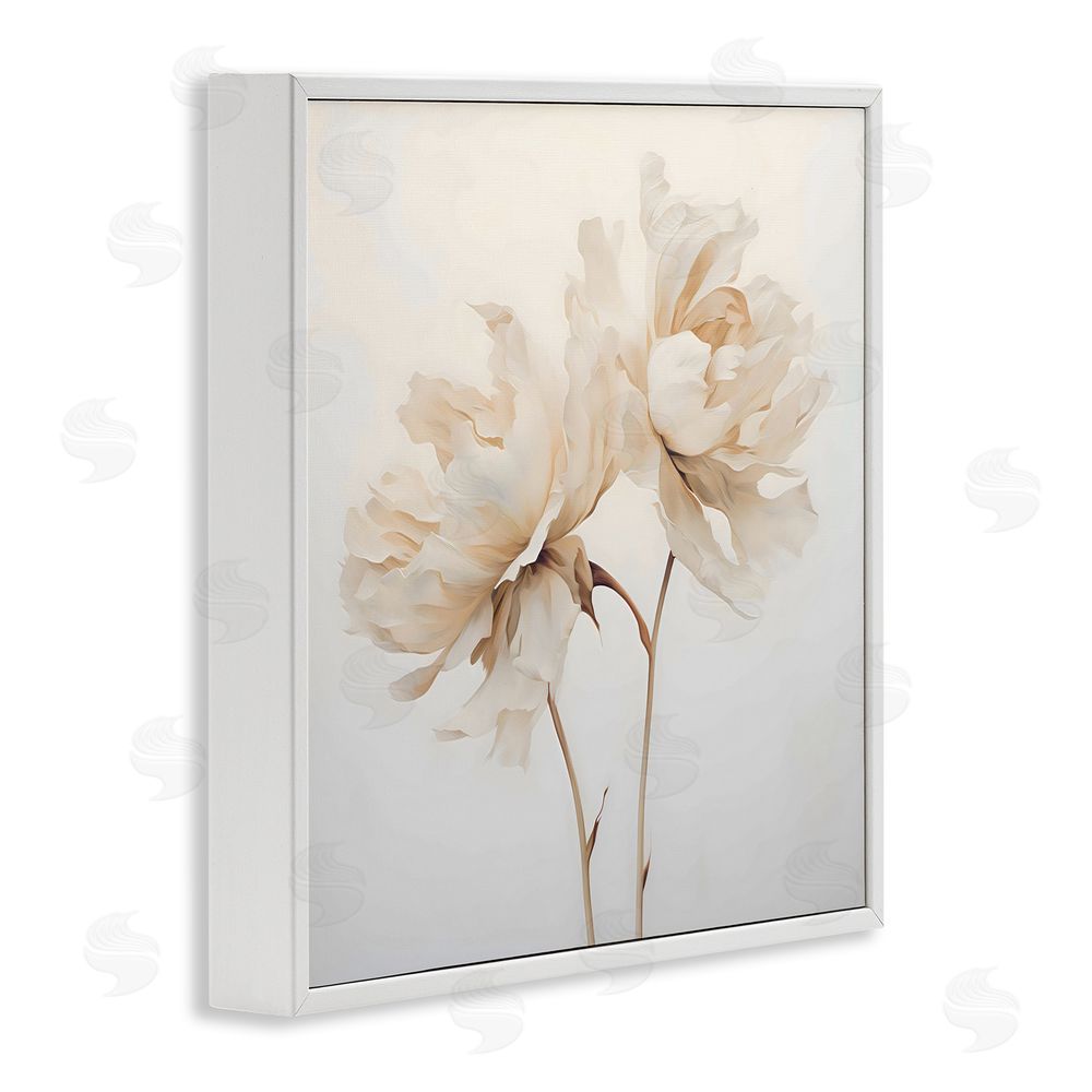 Creative Studio Soft Blooming White Peonies White Framed Giclee Wall Art Print