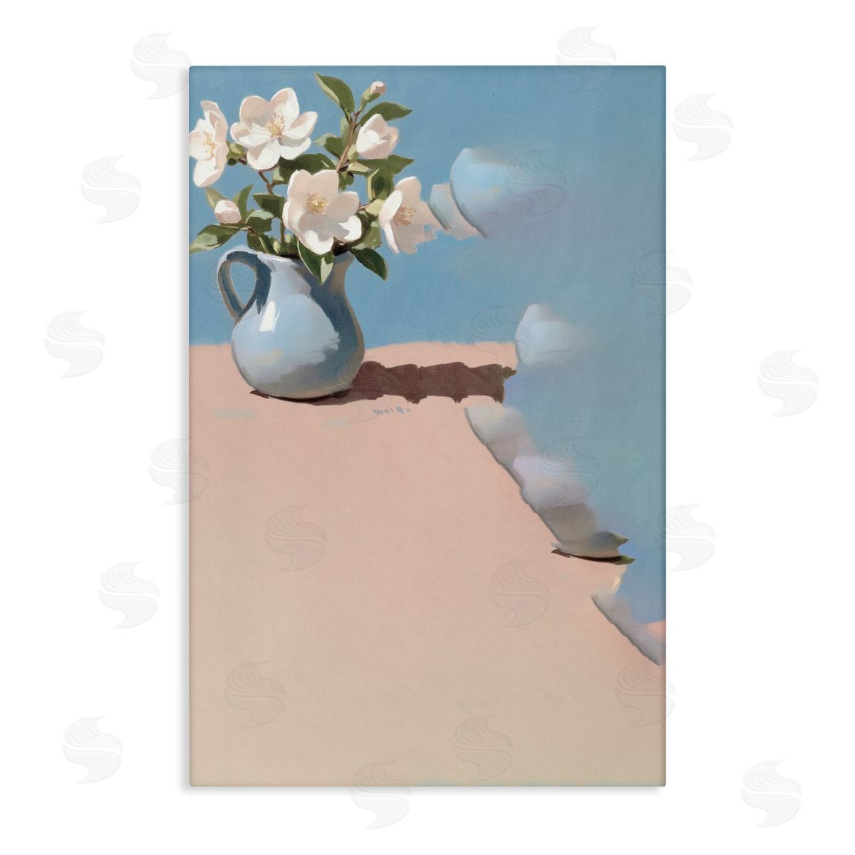Gina Kelly Ivory Arrangement in Blue Jug Canvas Wall Art Print