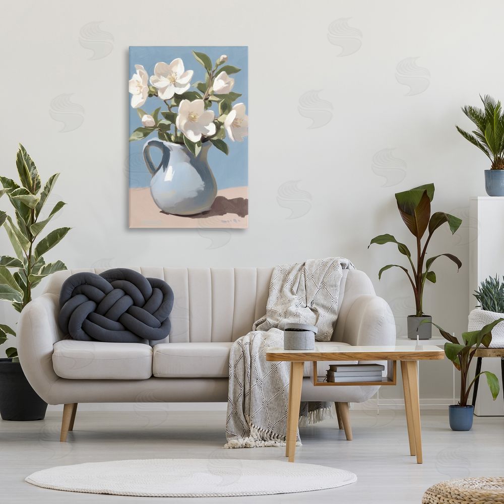 Gina Kelly Ivory Arrangement in Blue Jug Canvas Art on Wall