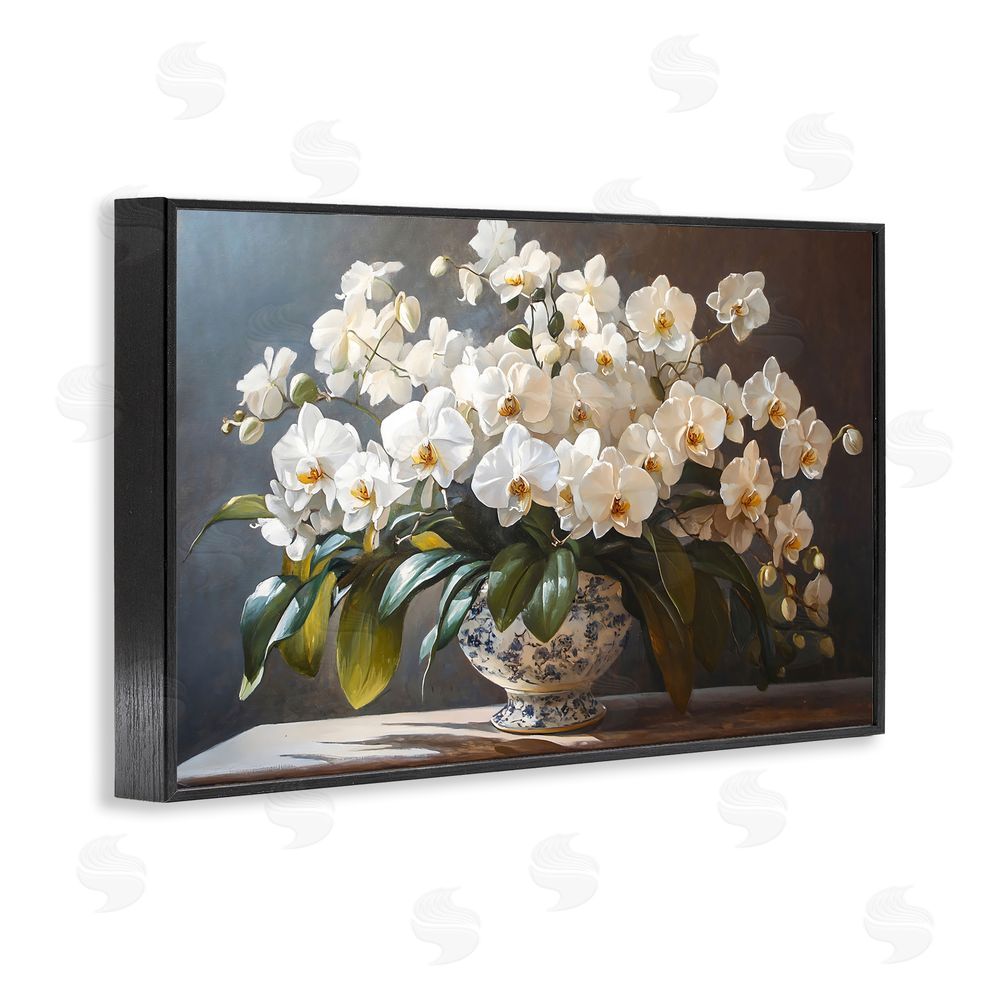 Franklyn Gregory Elegant Orchid Arrangement Black Framed Giclee Wall Art Print