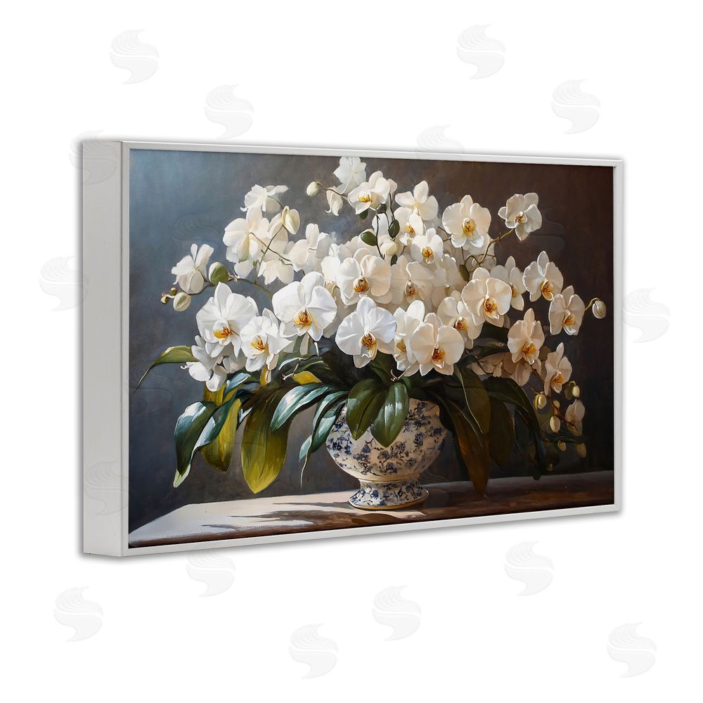 Franklyn Gregory Elegant Orchid Arrangement White Framed Giclee Wall Art Print