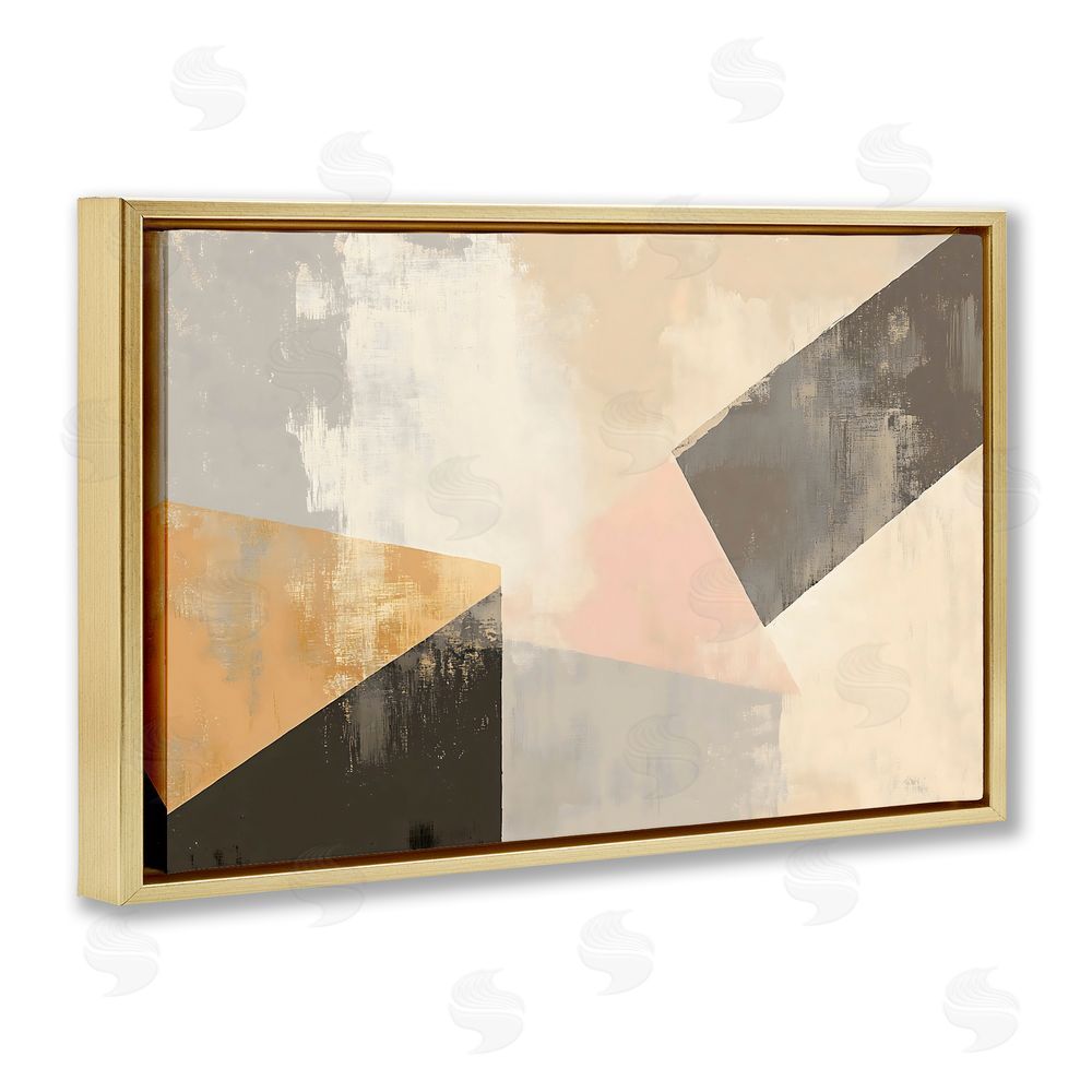 Franklyn Gregory Distinct Shapes Neutrals Gold Floating Frame Canvas Wall Art Print