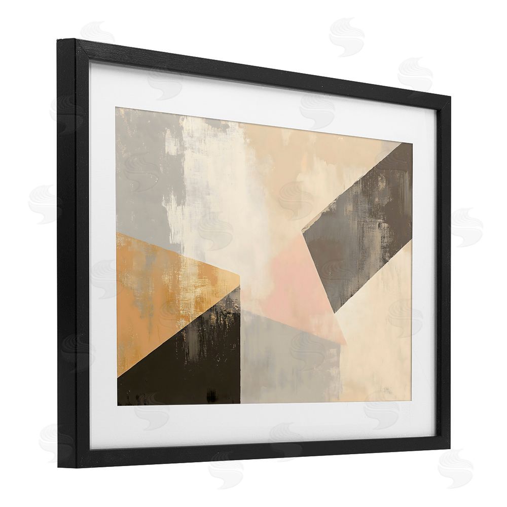 Franklyn Gregory Distinct Shapes Neutrals Black Framed Print Under Glass with White Mat Wall Art