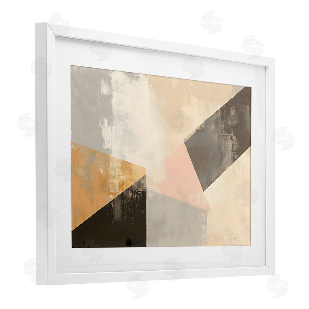 Franklyn Gregory Distinct Shapes Neutrals White Framed Print Under Glass with Mat Wall Art