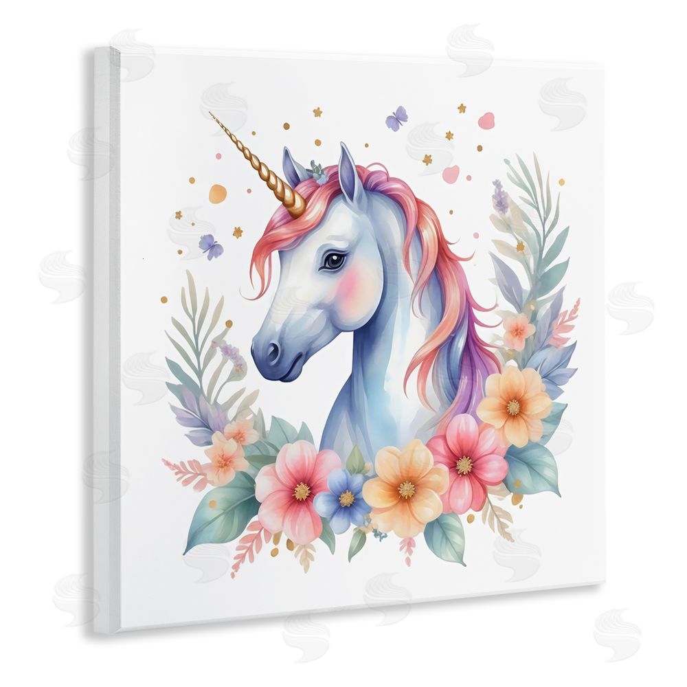 Creative Studio Colorful Unicorn with Flowers Wall Plaque Art Print