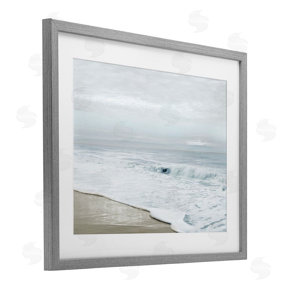 Natalie Carpentieri Morning Bliss Beach Scene Gray Framed Print Under Glass Art