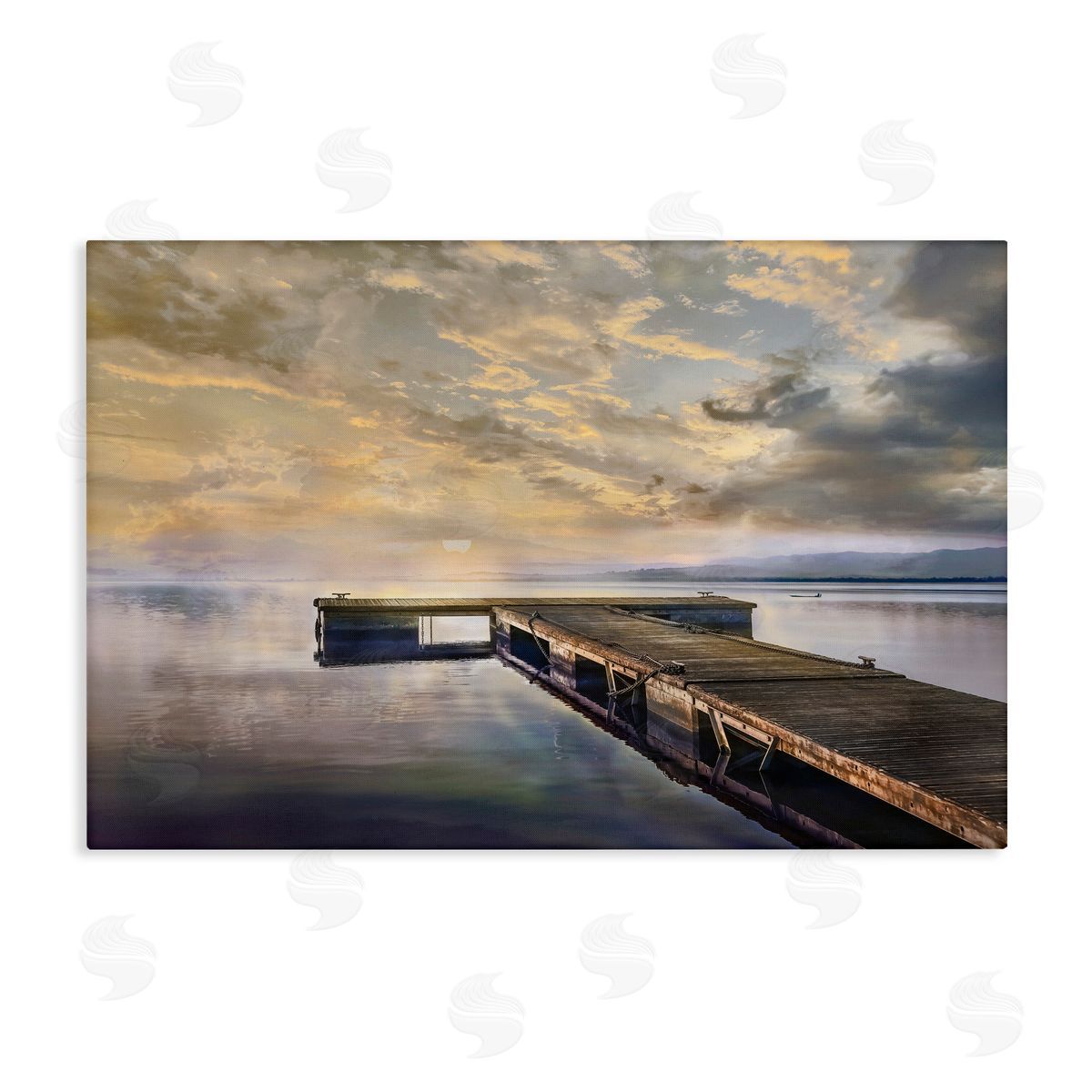 Mike Calascibetta Lazy Morning Lake Dock Canvas Wall Art Print