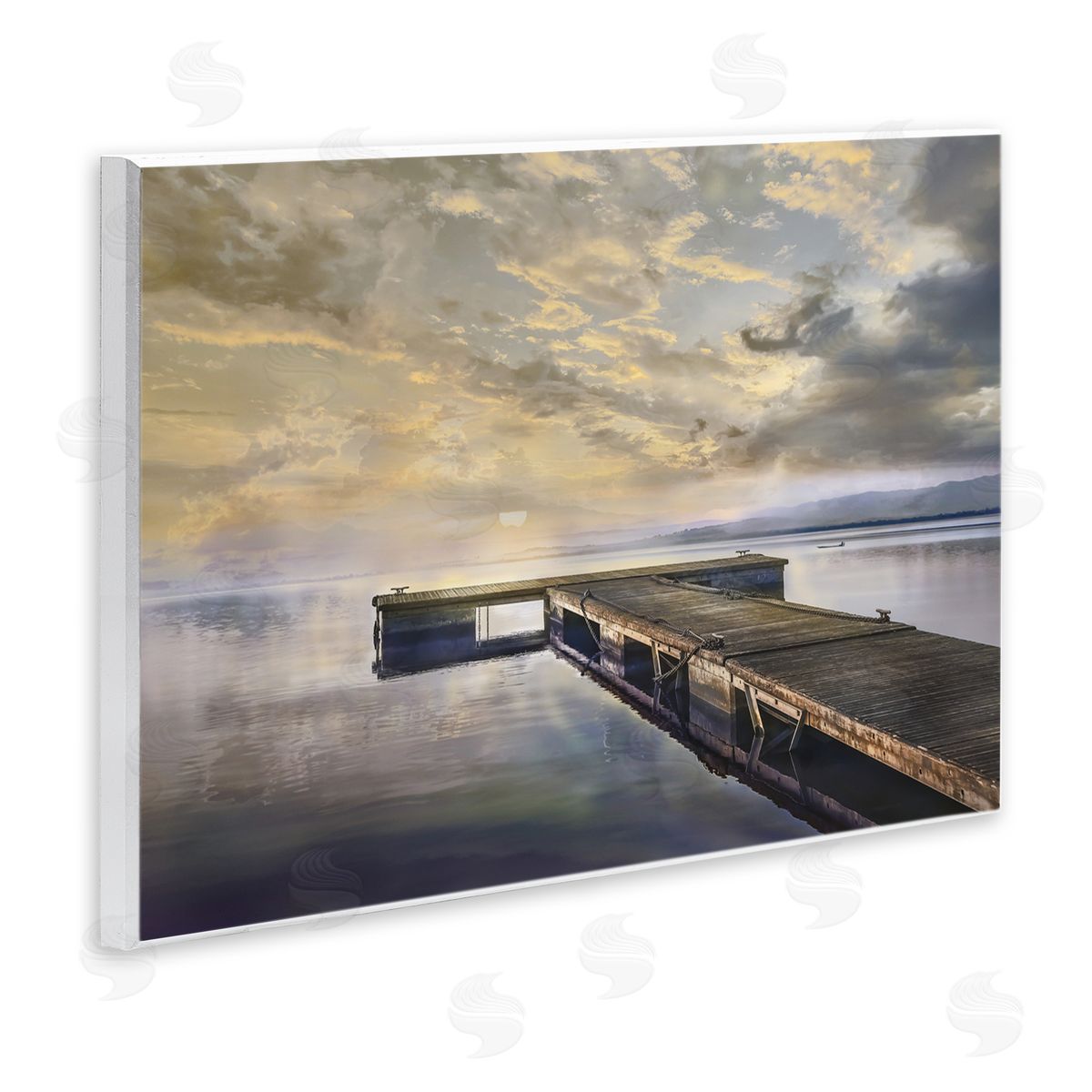 Mike Calascibetta Lazy Morning Lake Dock Wall Plaque Art Print