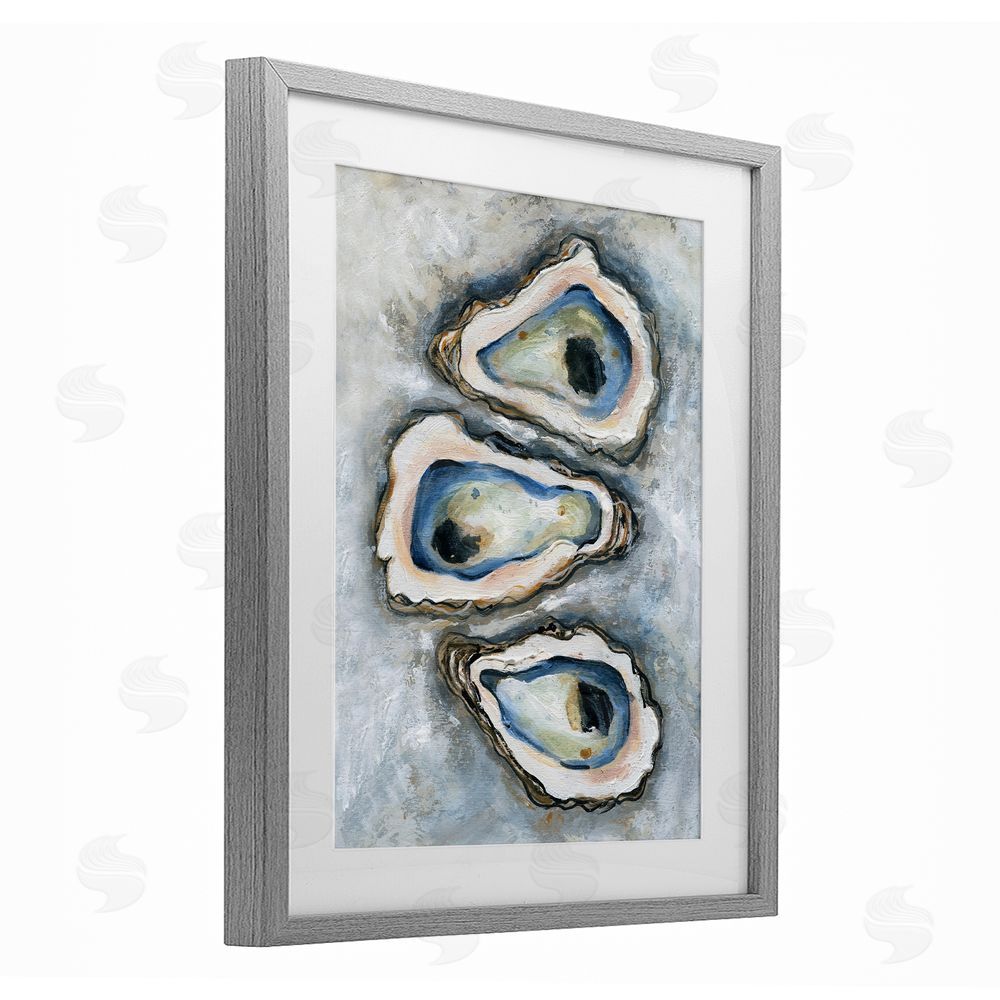 Carol Robinson Oyster Bar Trio Gray Framed Print Under Glass Art