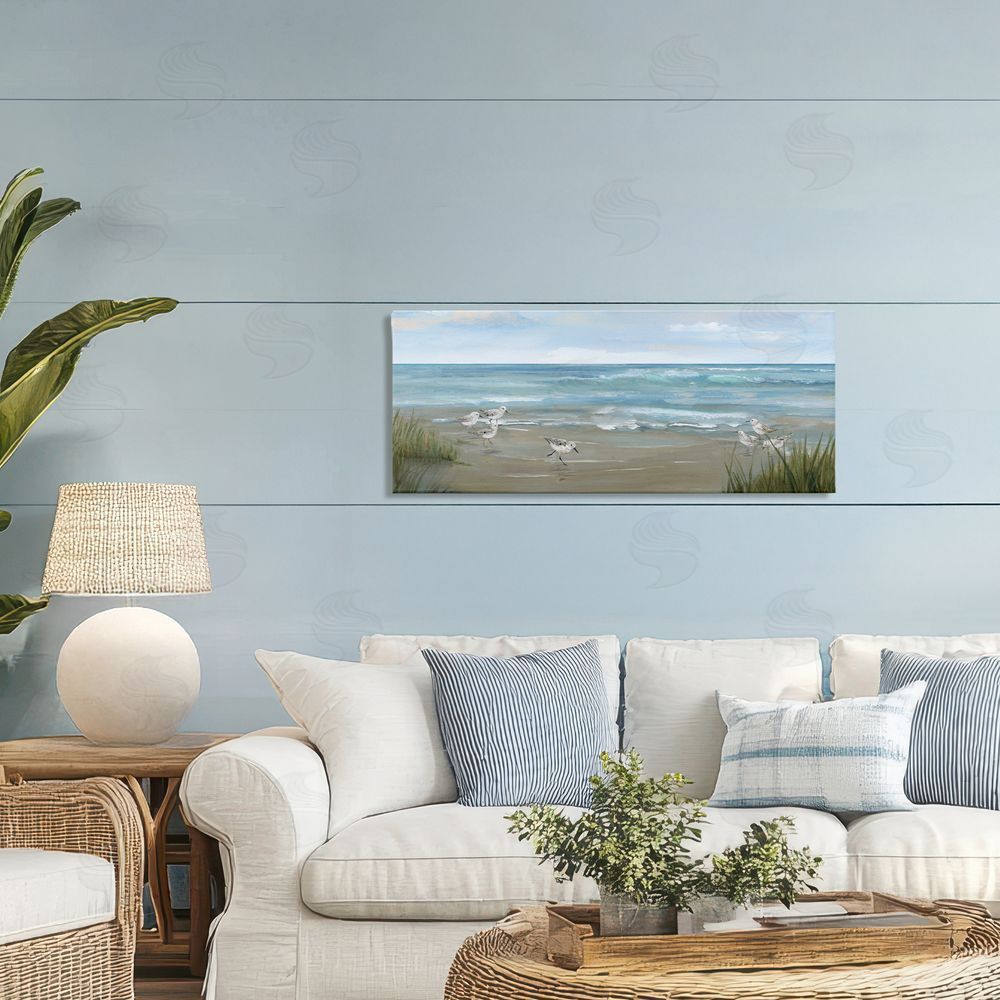 Nan Sandpiper View on Beach Printed Wall Art in Room