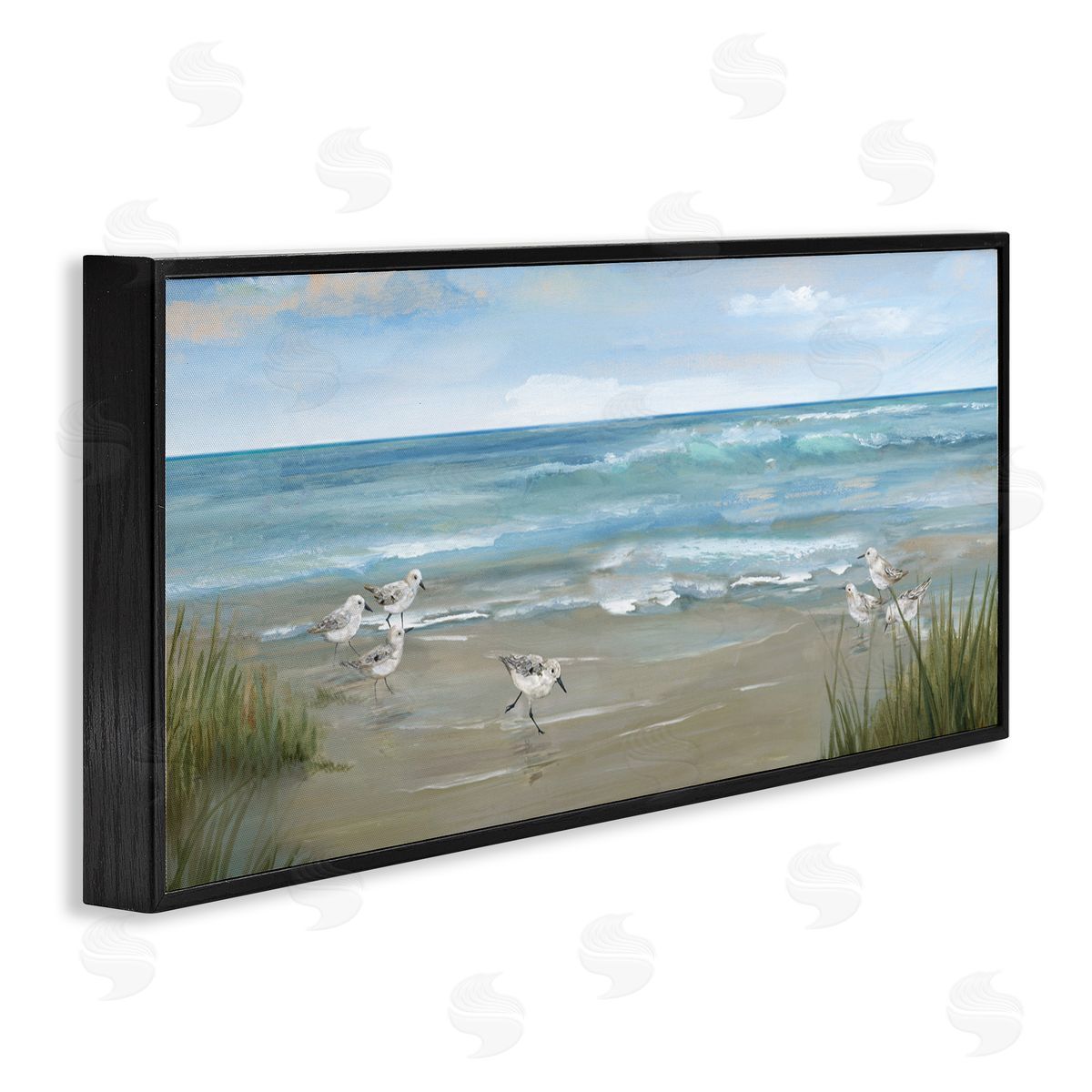 Nan Sandpiper View on Beach Black Framed Giclee Art Print