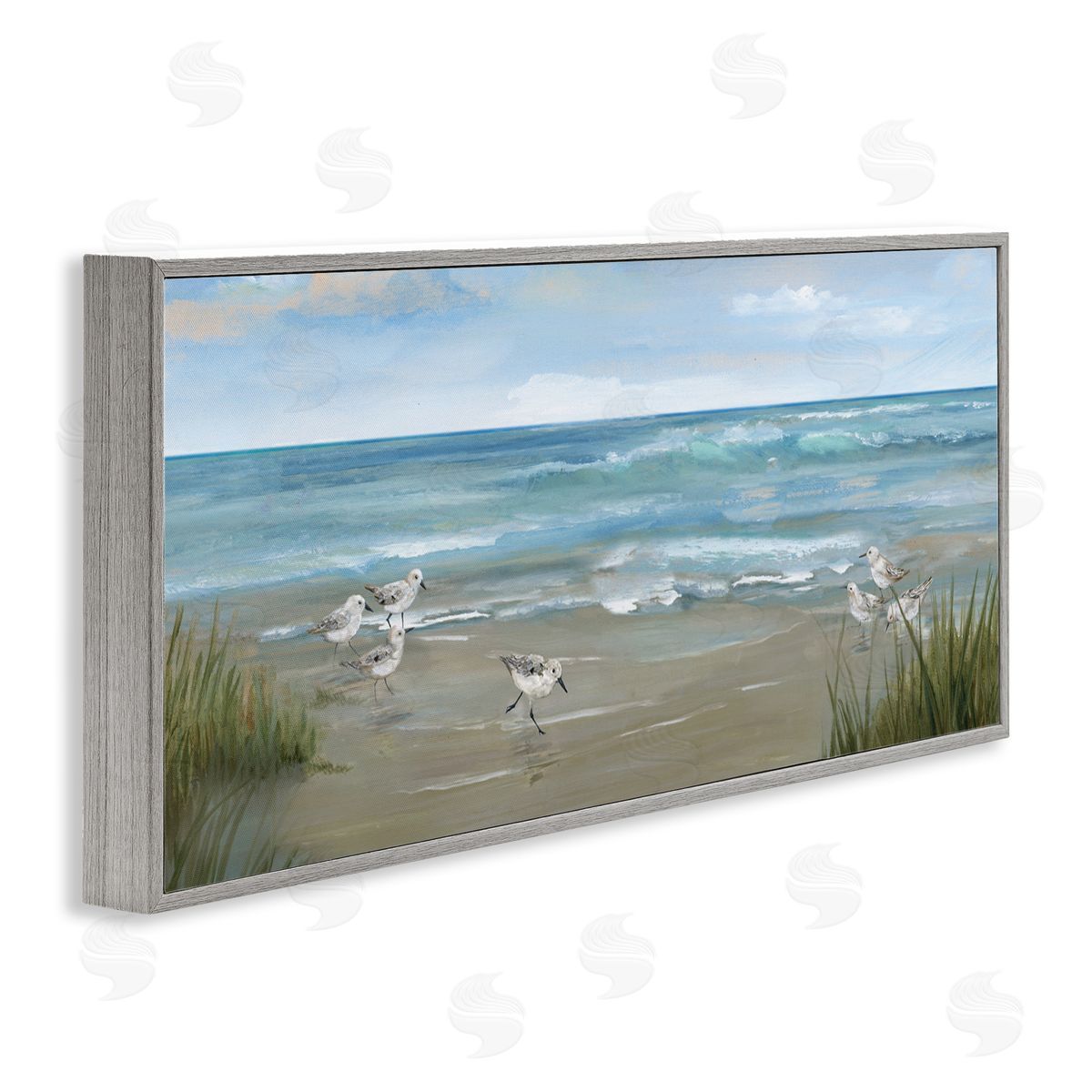 Nan Sandpiper View on Beach Gray Framed Giclee Art Print