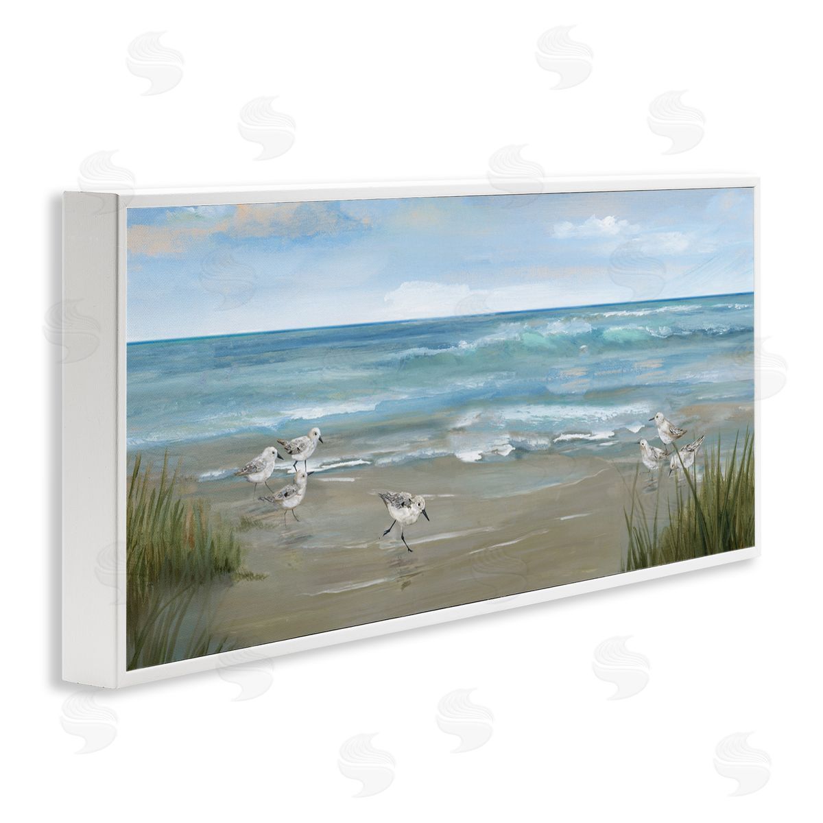 Nan Sandpiper View on Beach White Frame Giclee Art Print