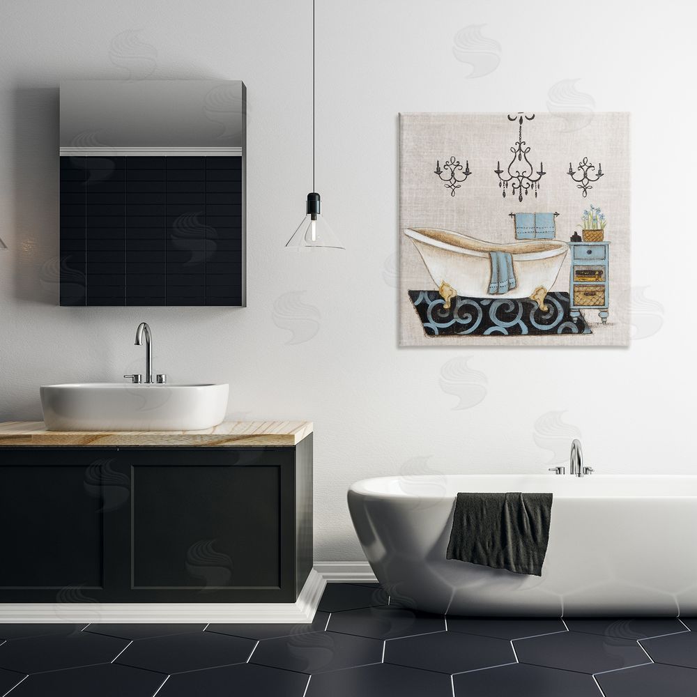 Janet Tava Blue Relaxation Bathtub Printed Wall Art in Room