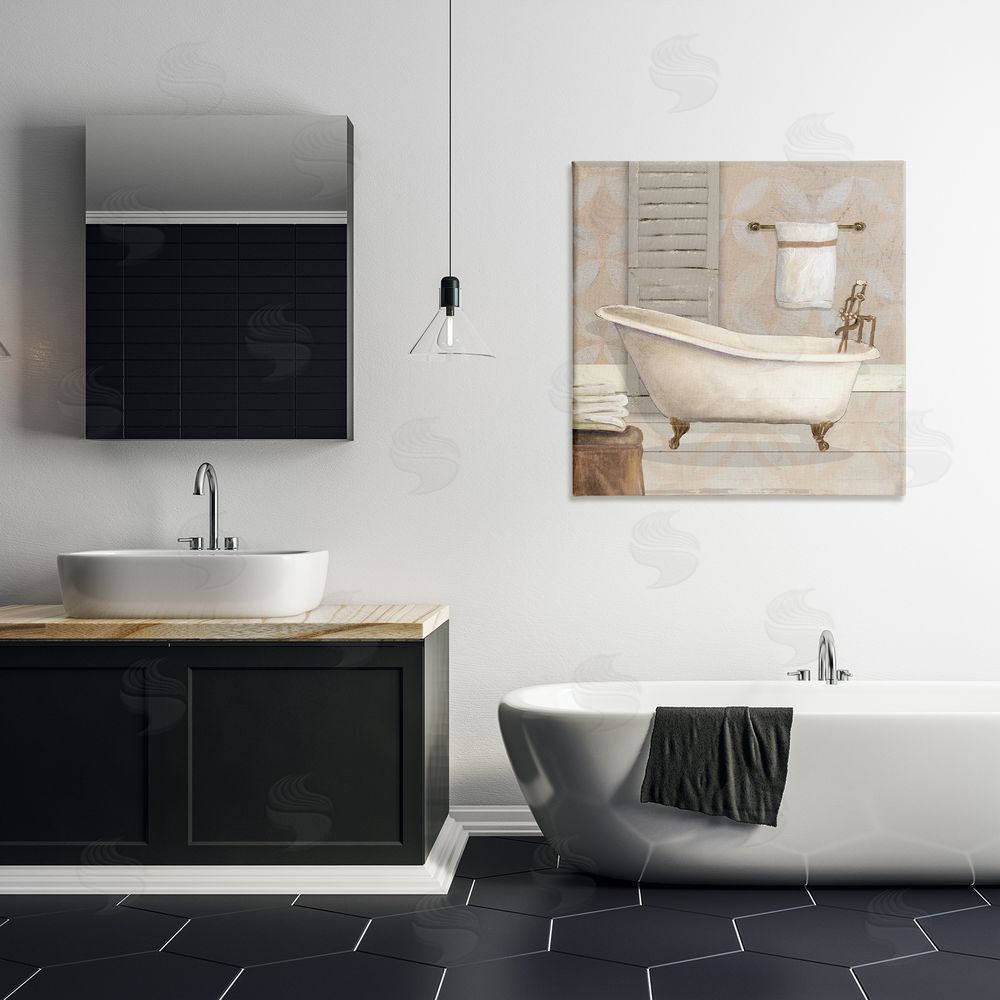 Carol Robinson Neutral Clawfoot Bathtub Printed Wall Art in Room