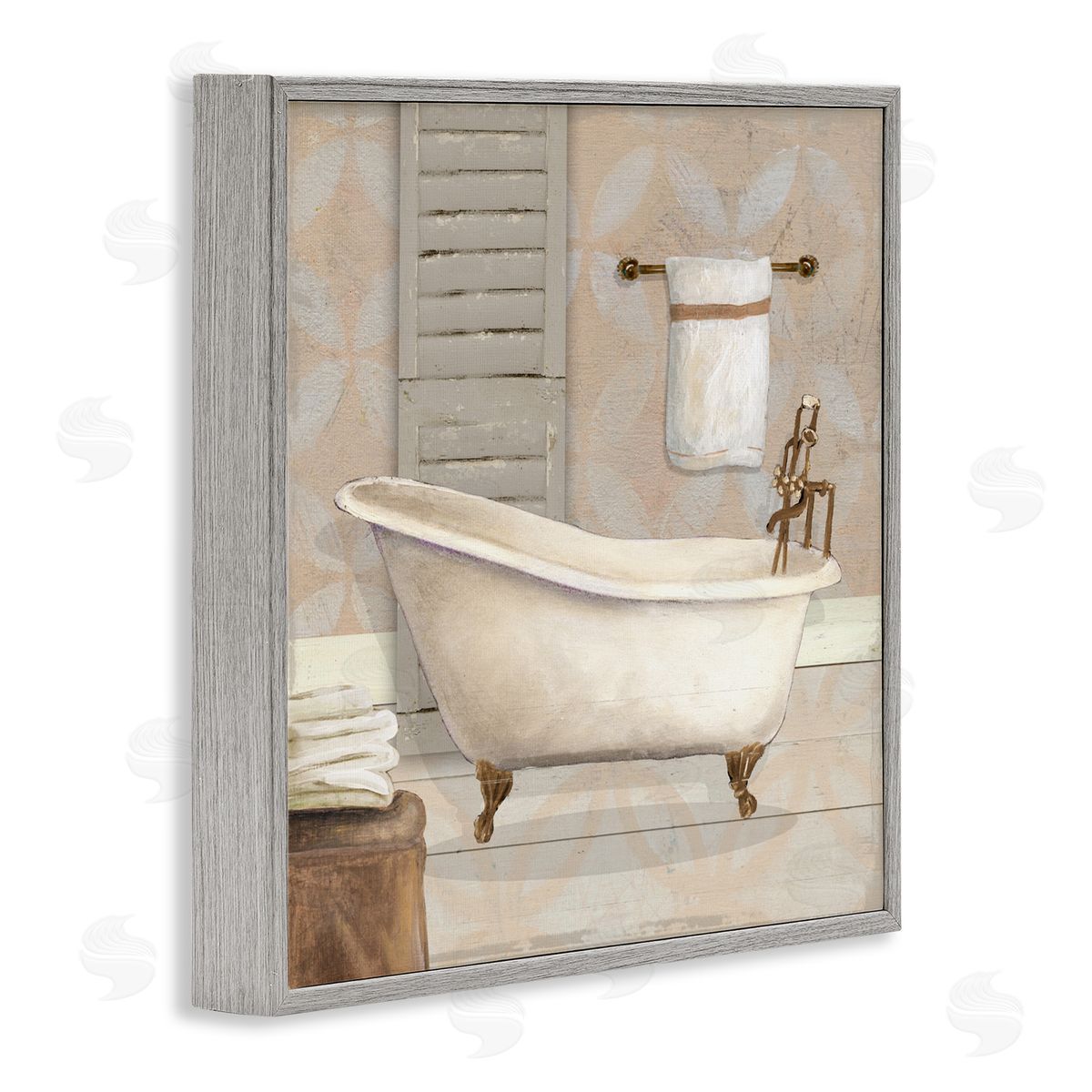 Carol Robinson Neutral Clawfoot Bathtub Gray Framed Giclee Art Print