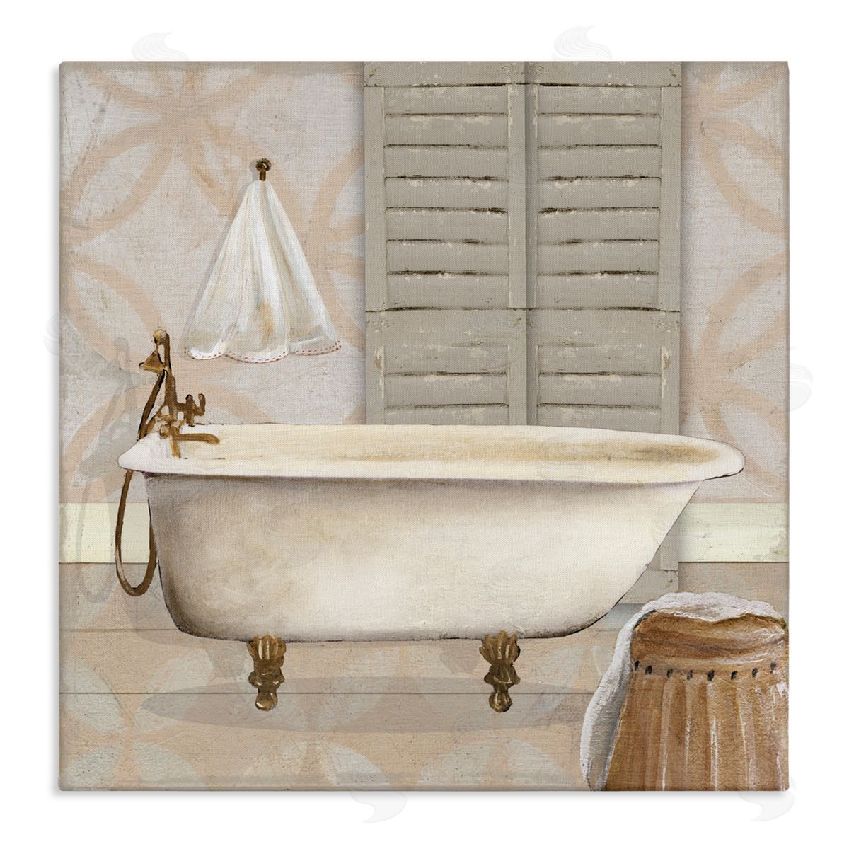 Carol Robinson Neutral Bath Rustic Canvas Wall Art Print