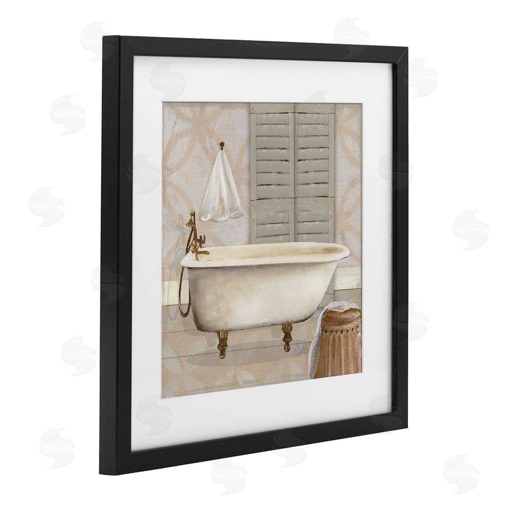 Carol Robinson Neutral Bath Rustic Black Framed Print Under Glass Art