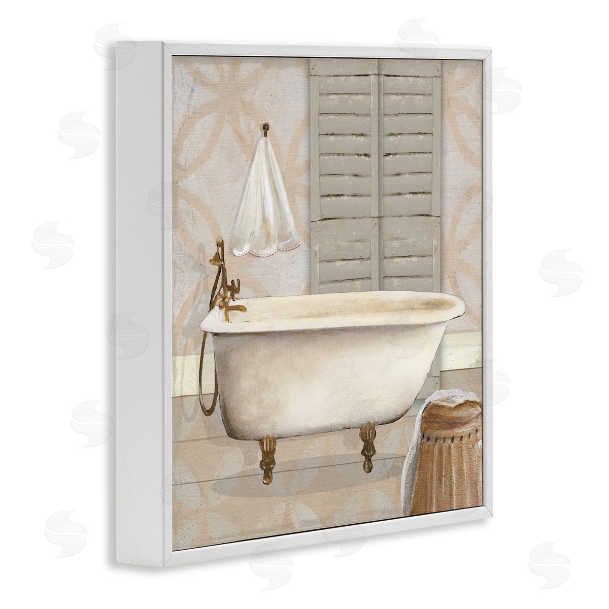 Carol Robinson Neutral Bath Rustic White Frame Giclee Art Print