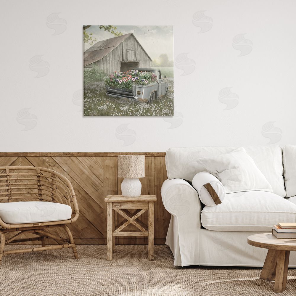 Nan Gathering Fragrance Flower Truck Printed Wall Art in Room