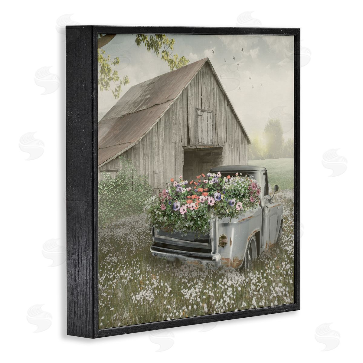 Nan Gathering Fragrance Flower Truck Black Framed Giclee Art Print