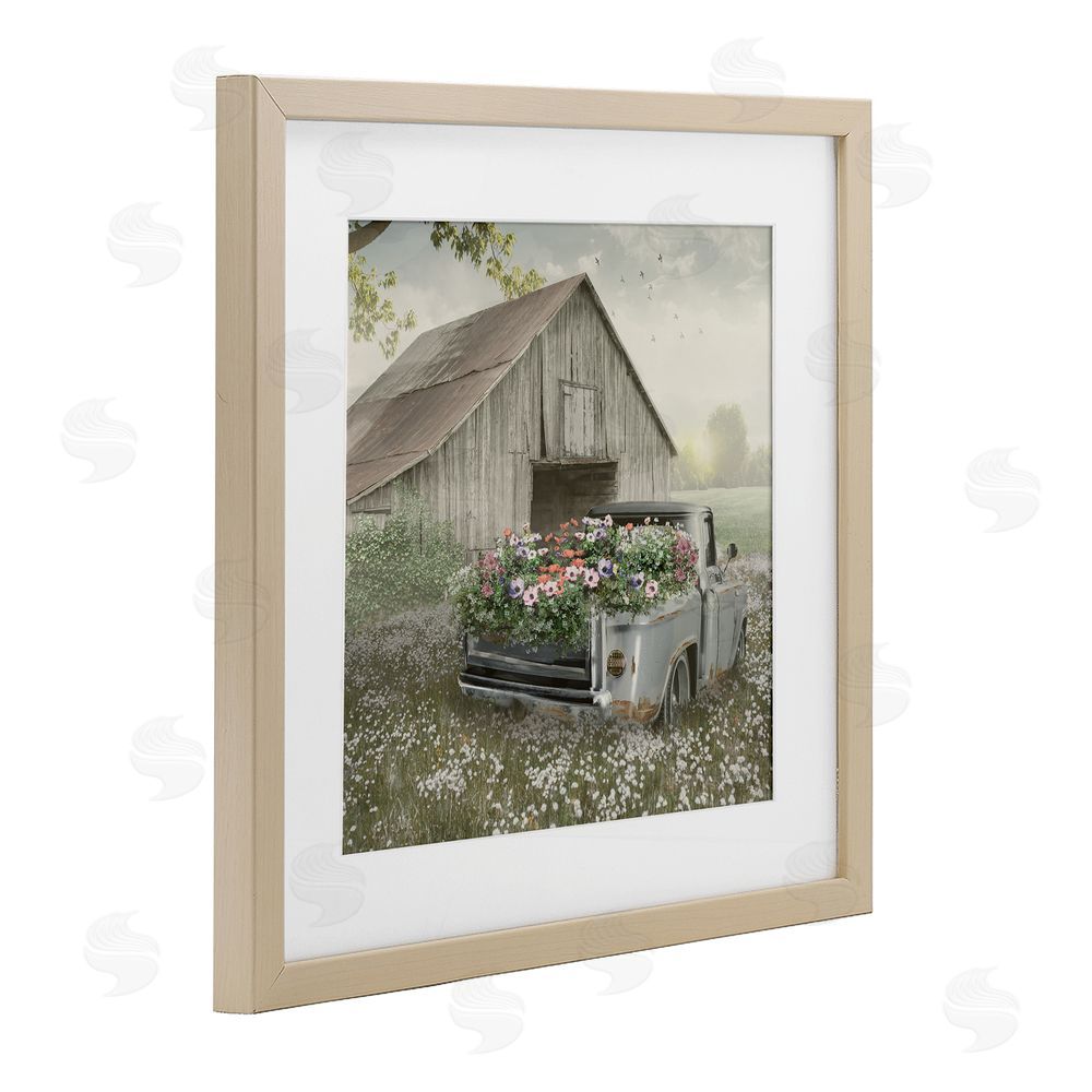 Nan Gathering Fragrance Flower Truck Birch Framed Print Under Glass Art