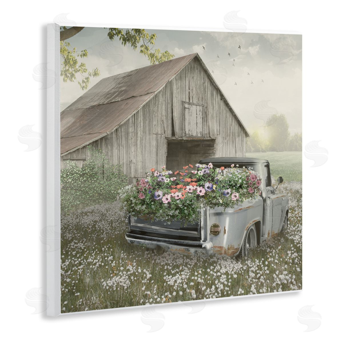 Nan Gathering Fragrance Flower Truck Wall Plaque Art Print