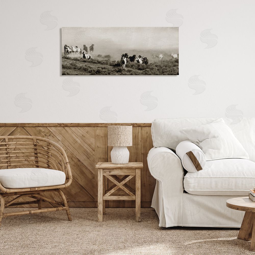 Danita Delimont Dust Up Horse Stampede Printed Wall Art in Room