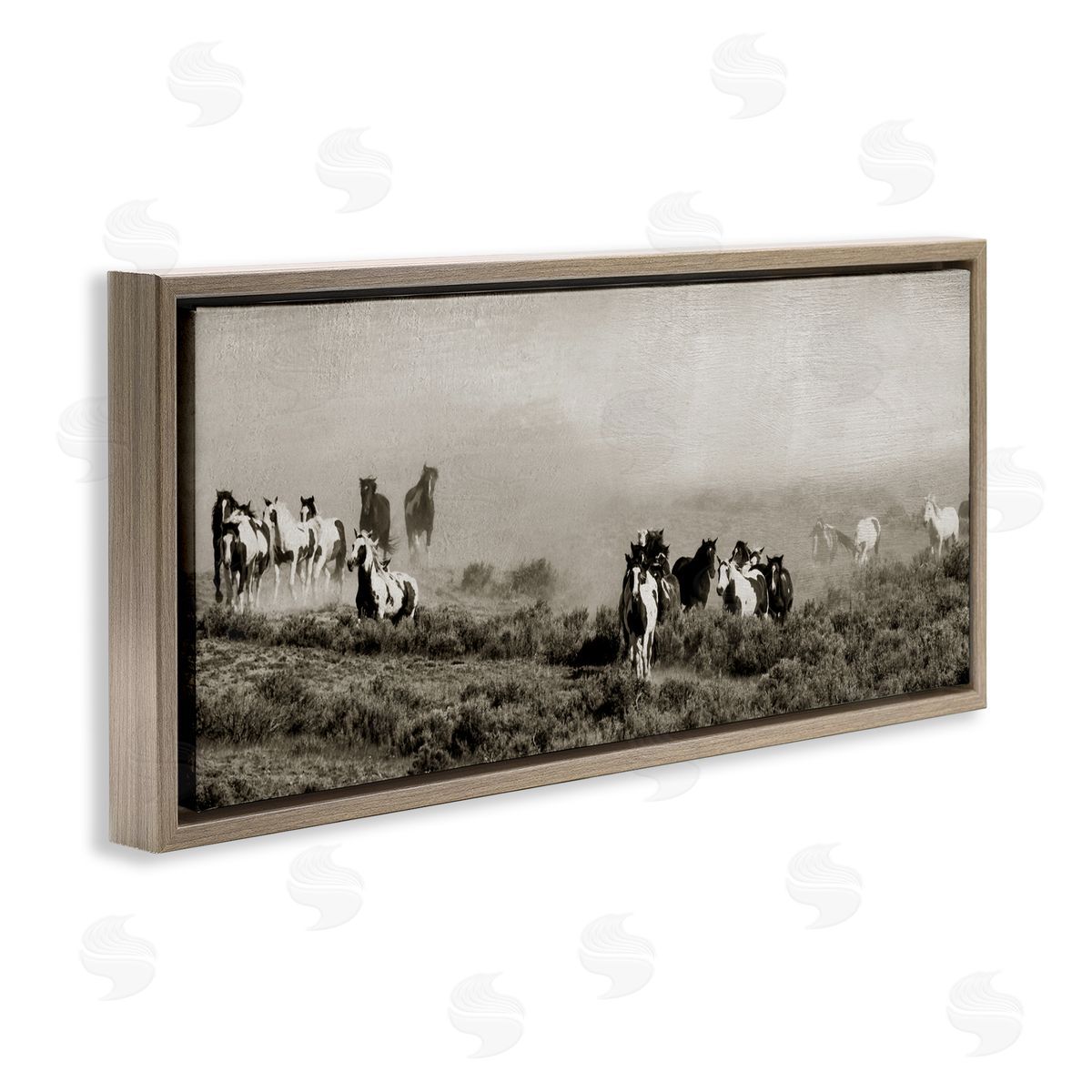 Danita Delimont Dust Up Horse Stampede Brown Floating Frame Canvas Art Print