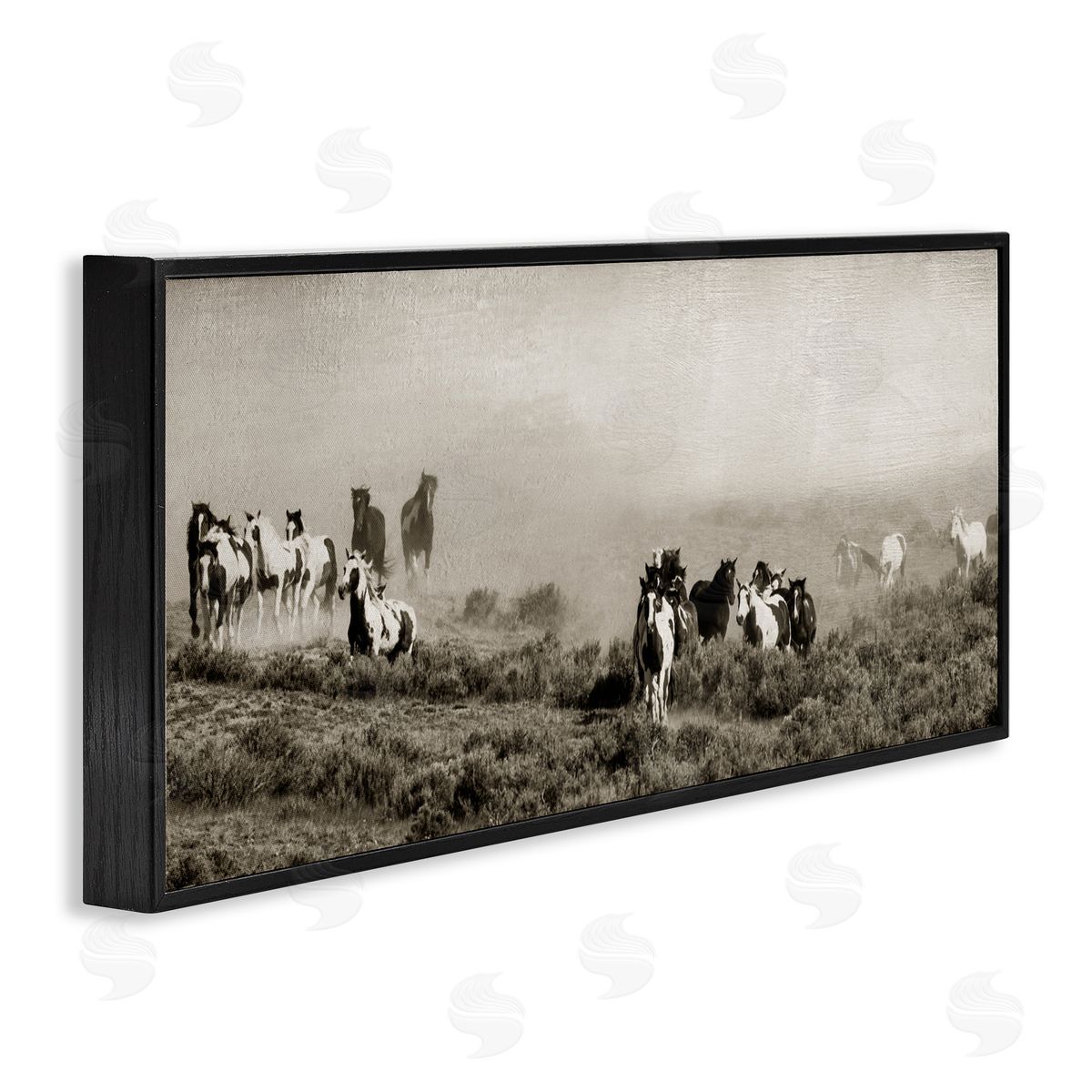 Danita Delimont Dust Up Horse Stampede Black Framed Giclee Art Print