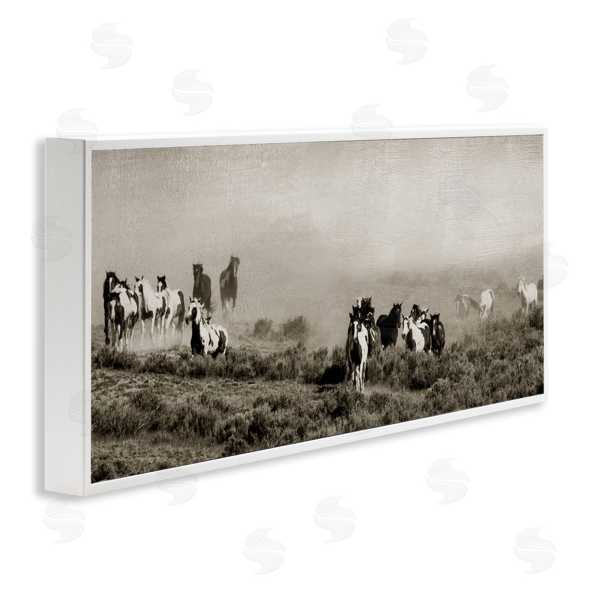 Danita Delimont Dust Up Horse Stampede White Frame Giclee Art Print