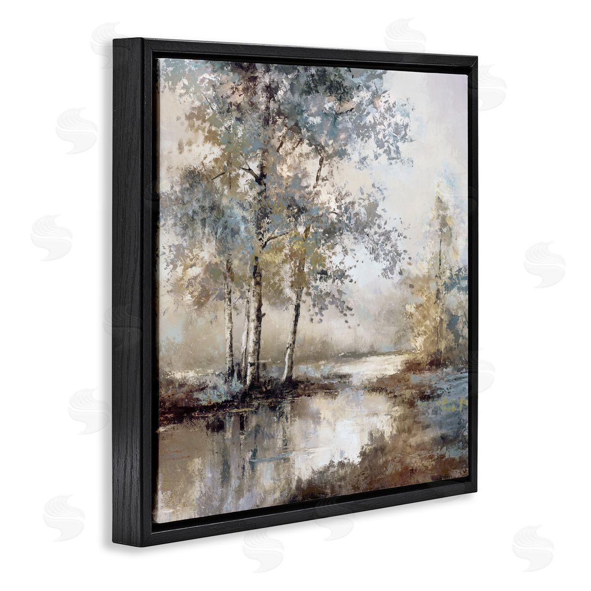 T.C. Chiu Meandering River Landscape Black Floating Frame Canvas Wall Art Print
