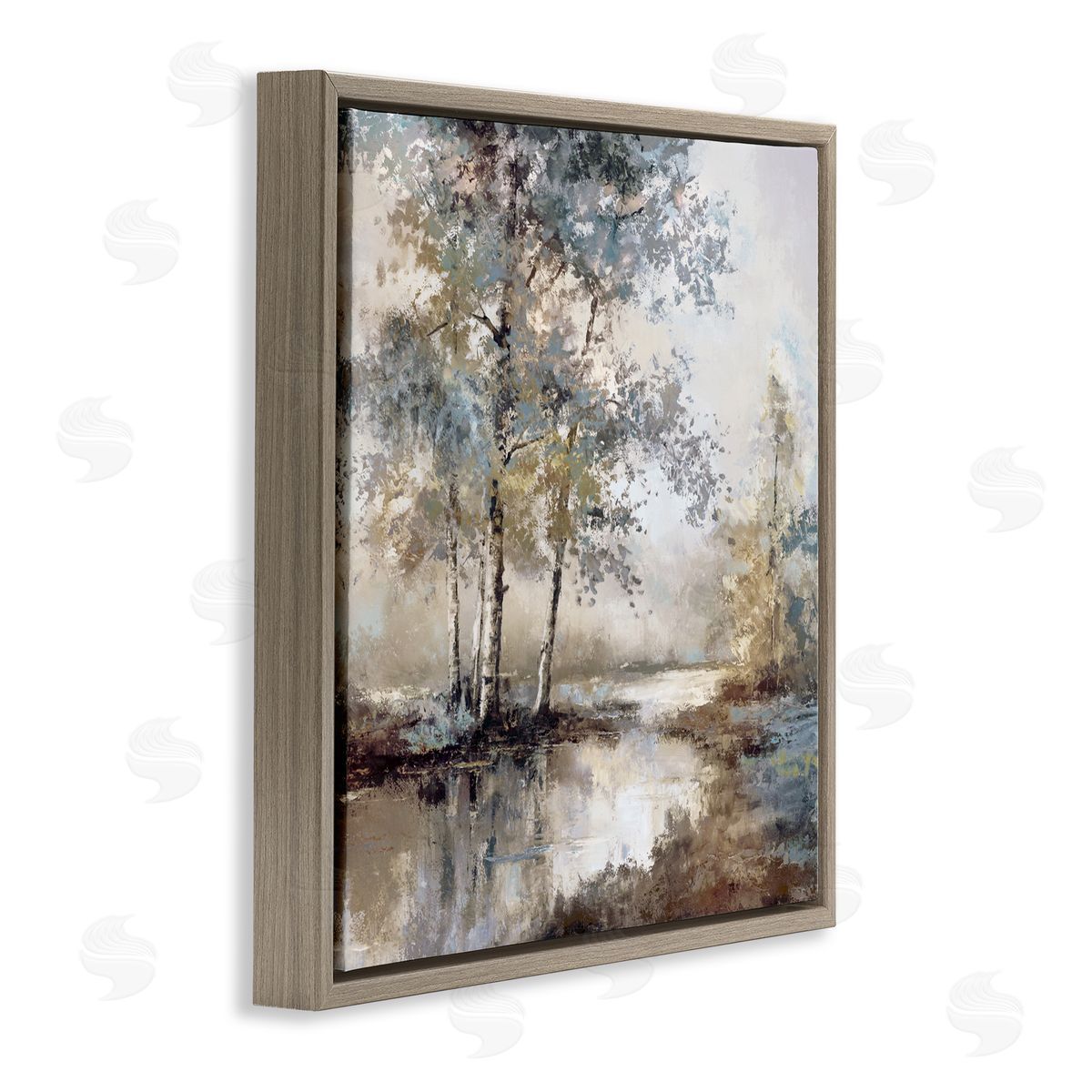 T.C. Chiu Meandering River Landscape Brown Floating Frame Canvas Art Print