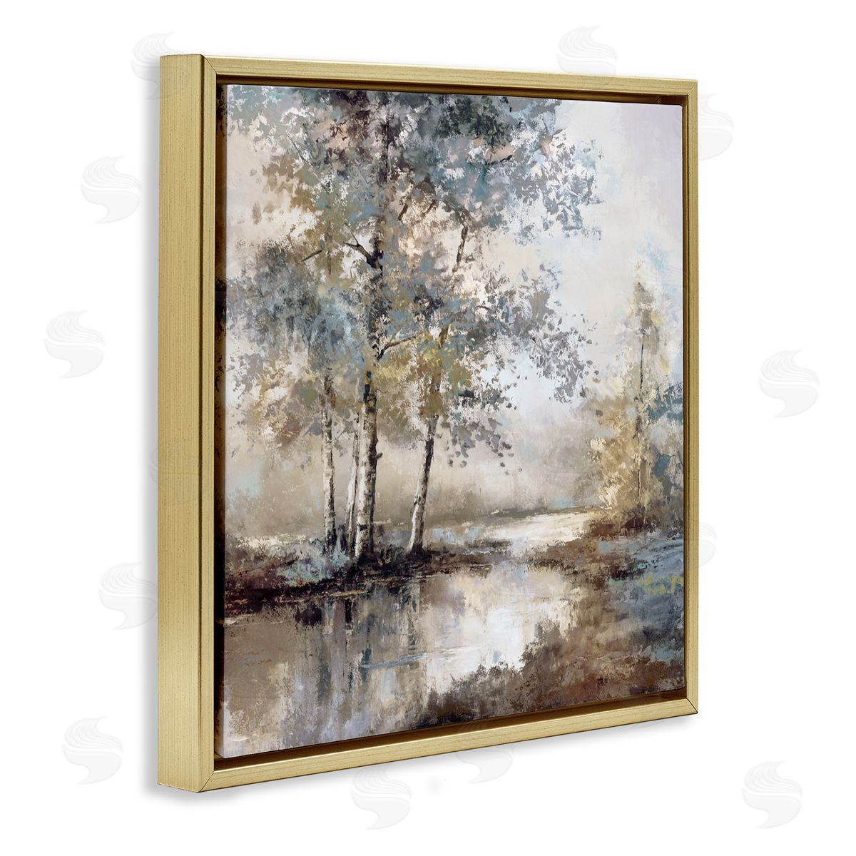 T.C. Chiu Meandering River Landscape Gold Floating Frame Canvas Art Print