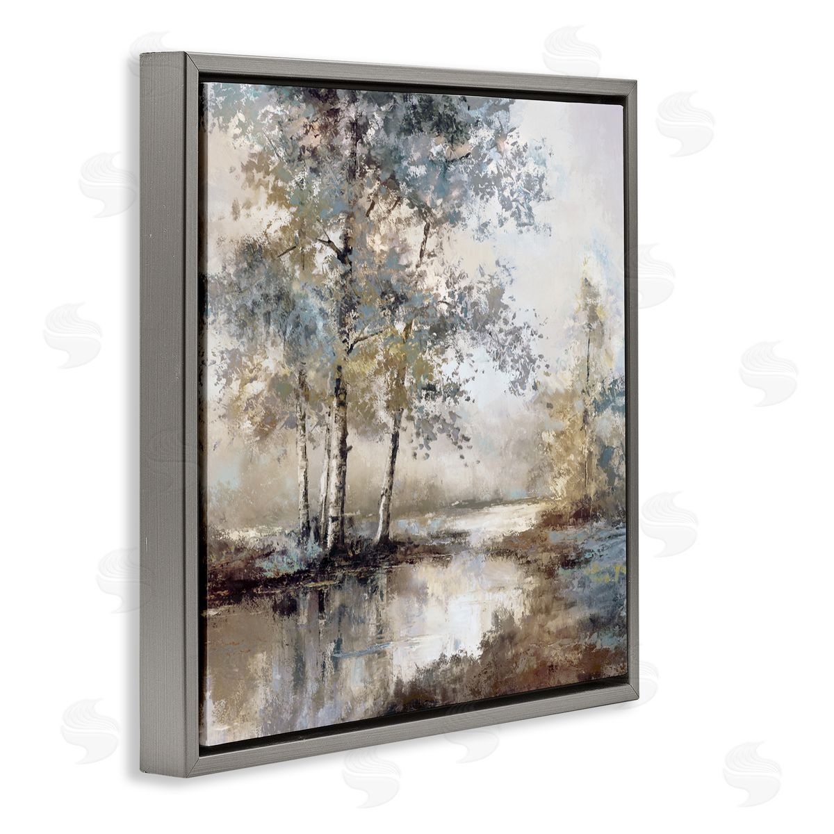 T.C. Chiu Meandering River Landscape Gray Floating Frame Canvas Art Print