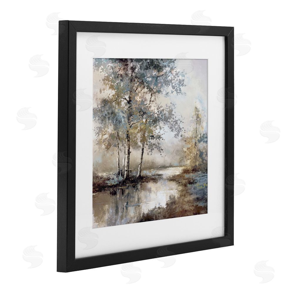 T.C. Chiu Meandering River Landscape Black Framed Print Under Glass Art