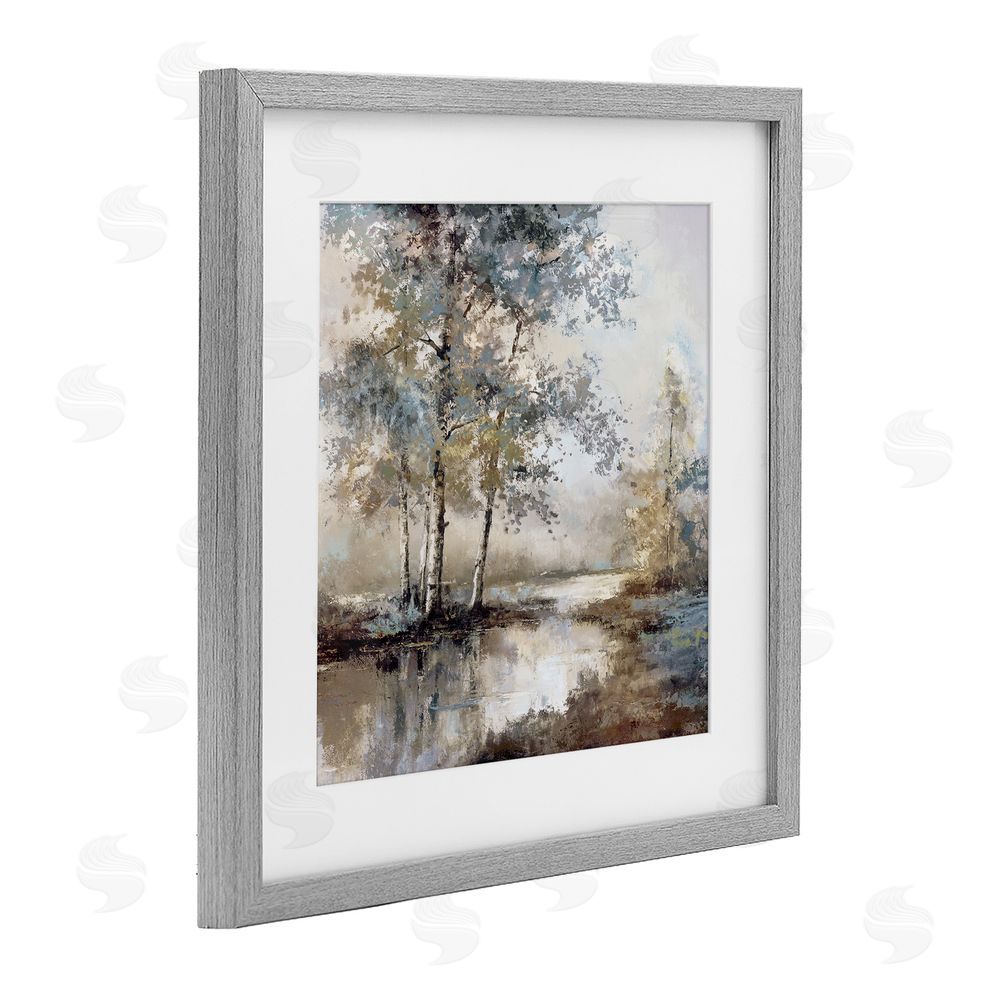 T.C. Chiu Meandering River Landscape Gray Framed Print Under Glass Art