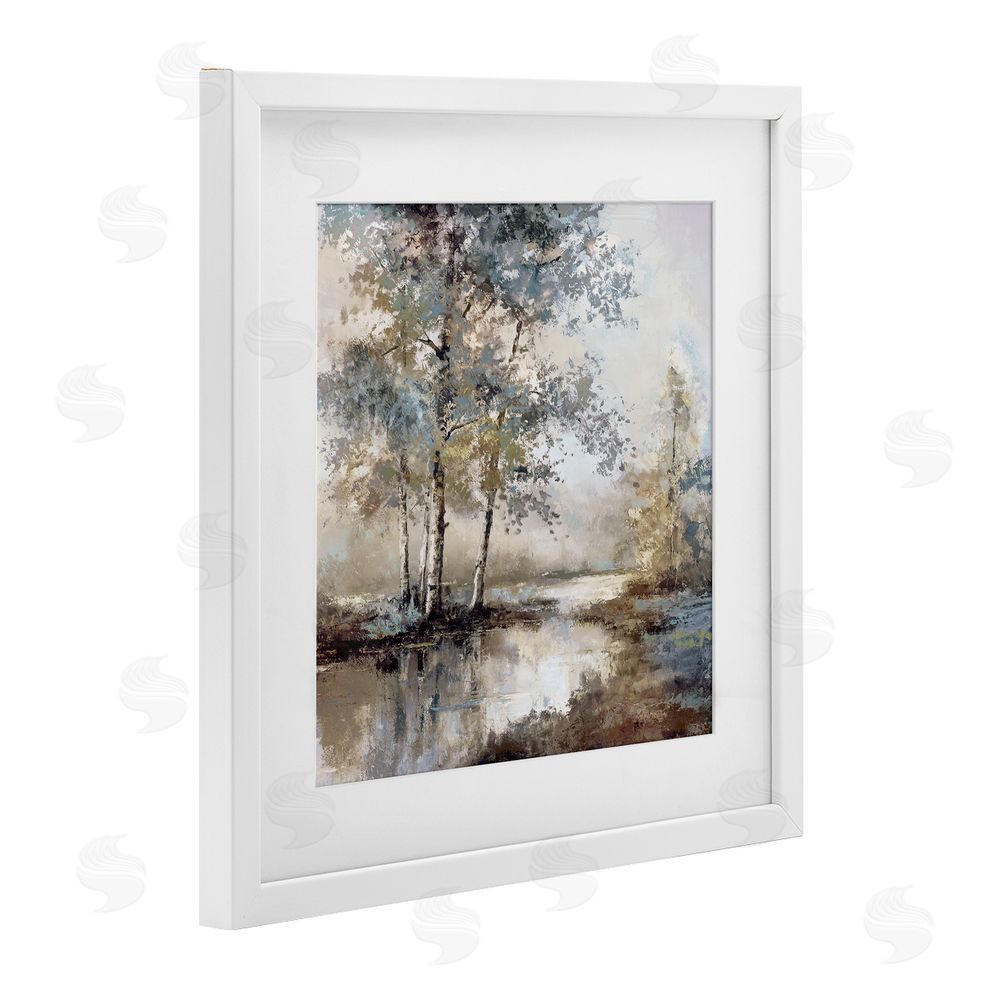 T.C. Chiu Meandering River Landscape White Framed Print Under Glass Art