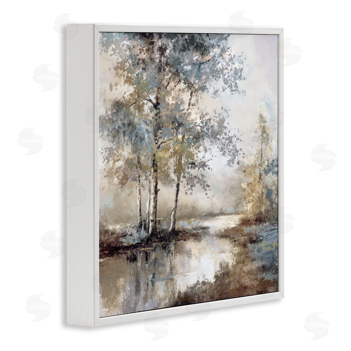 T.C. Chiu Meandering River Landscape White Frame Giclee Art Print